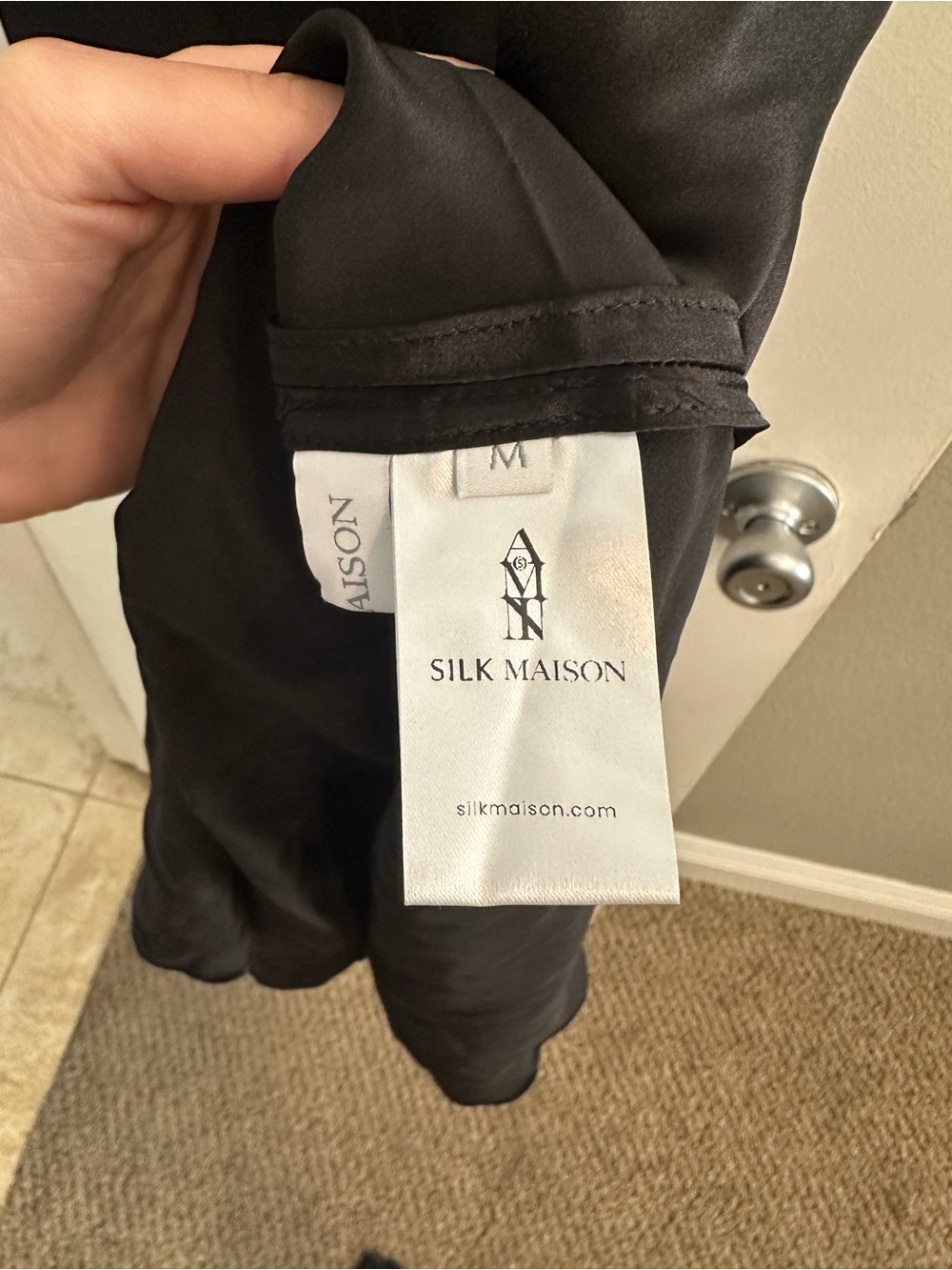 Black Silk Tie-Shoulder Slip Dress - Picture 5 of 6